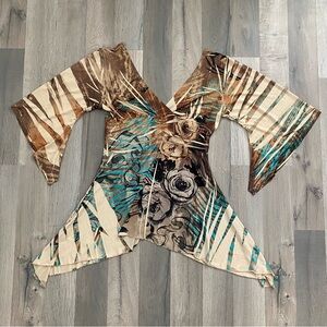 VTG Y2K Asymmetrical Boho Floral Top